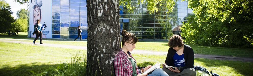 Kaksi ihmistä puistossa.