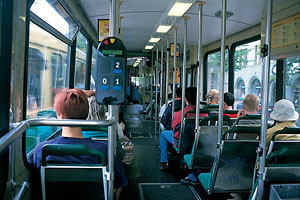 Smart-card reader in a tram