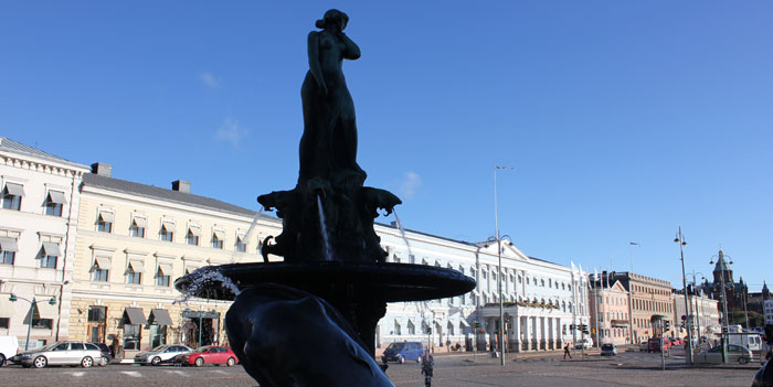 Havis Amanda statue and the City Hall of Helsinki