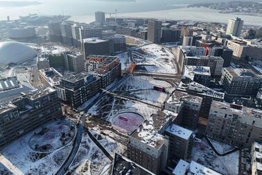 Ilmakuva Jätkäsaaren Hyväntoivonpuistosta.