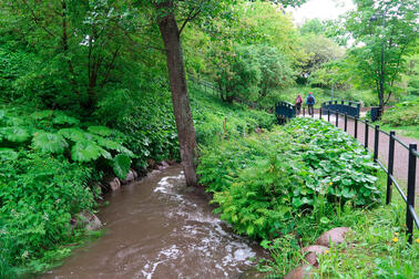 Mellunkylänpuro Aarrepuistossa.