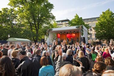 Yleisöä Espan lavan keikalla kesällä 2025.