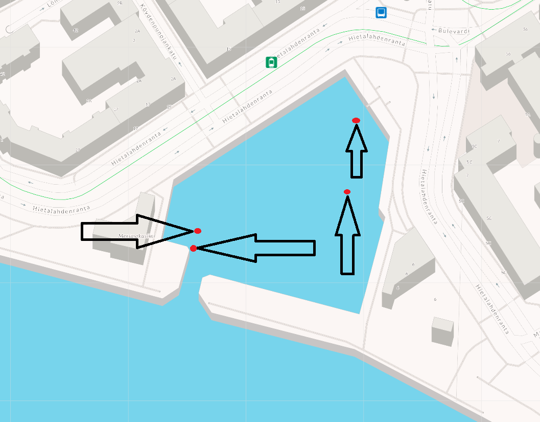 Picture of service point: Hietalahdenallas, veneiden lyhytaikainen kiinnittyminen