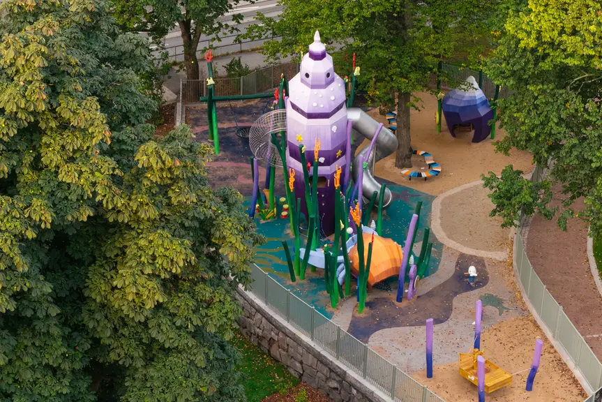 Ilmakuva Tove Janssonin puistosta.