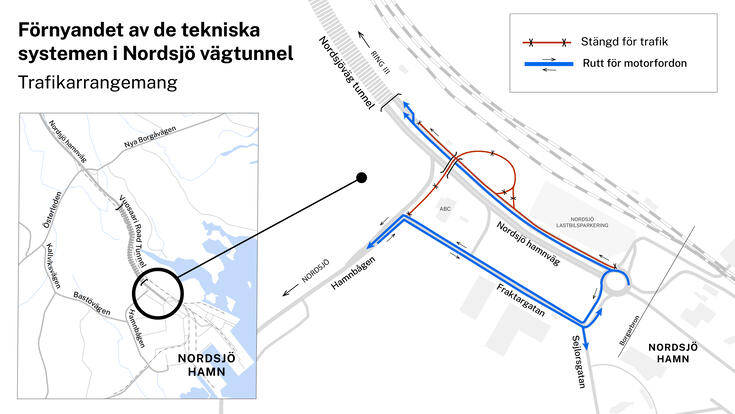 Trafikarrangemang på kartan.